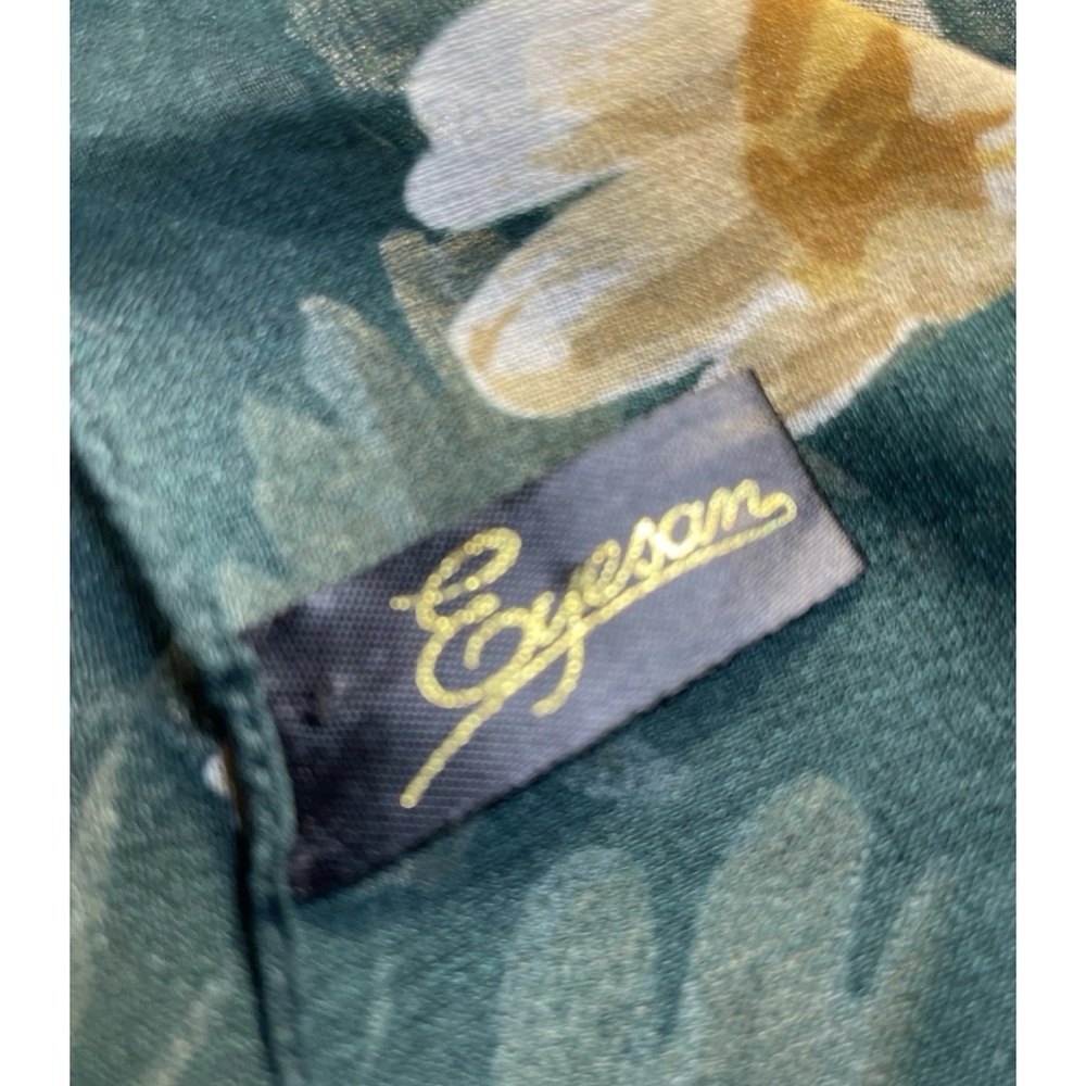 Eyesan Sheer Green Floral Square Scarf 34" x 34" Made in Italy - Picture 3 of 5